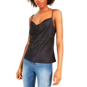 Closet staple dressy black silky cowl neck camisole top NWT